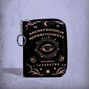 HALLOWEEN SALE Black Goth Ouija Leather Wallet